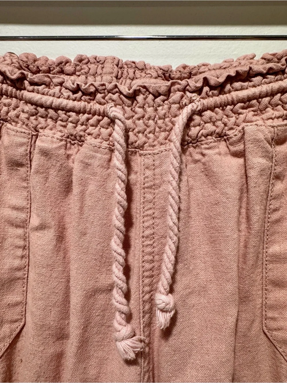 Ci Sono Pink Linen Blend Wide Leg Drawstring Pants Size M